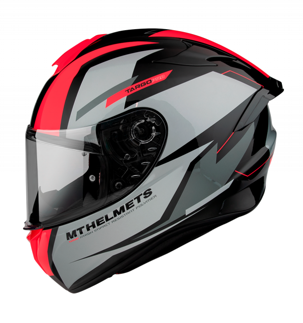 Casco MT Targo Pro Sound A5 Rojo Fluor Brillo