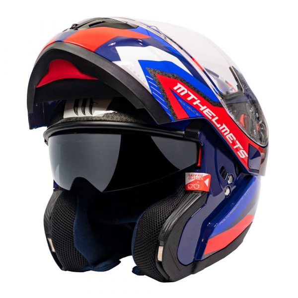Casco MT Helmets Atom sv Híbrido B7 Azul Brillo + Antiempañante Fogoff - Imagen 2