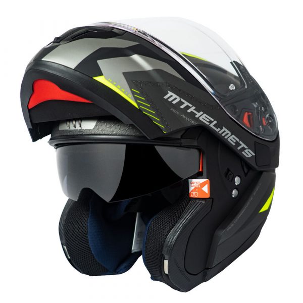 Casco MT Helmets Atom sv Híbrido F2 Amarillo Fluor + Antiempañante Fogoff - Imagen 2