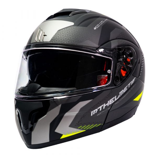 Casco MT Helmets Atom sv Híbrido F2 Amarillo Fluor + Antiempañante Fogoff - Imagen 3