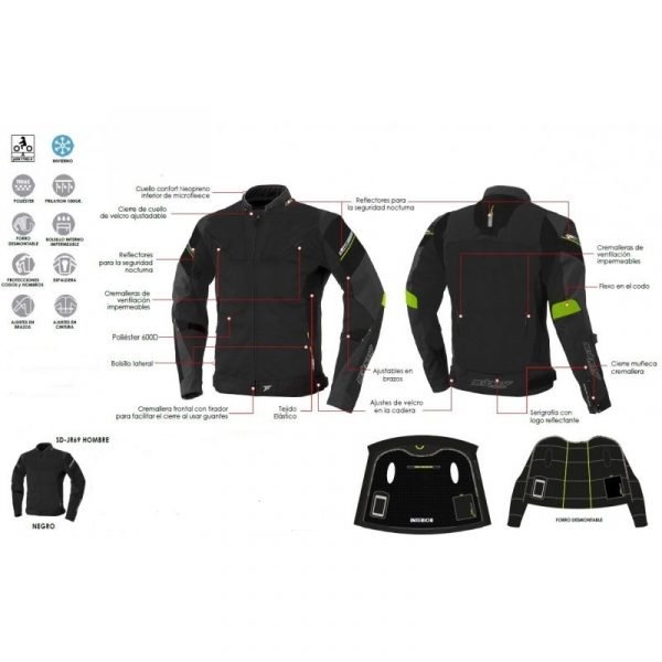 Chaqueta Seventy SD-JR69 Hombre Negra/Amarillo - Imagen 3