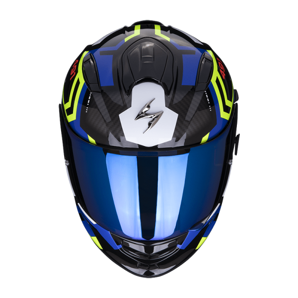Casco Scorpion Exo-491 Spin Negro Azul Amarillo - Imagen 2
