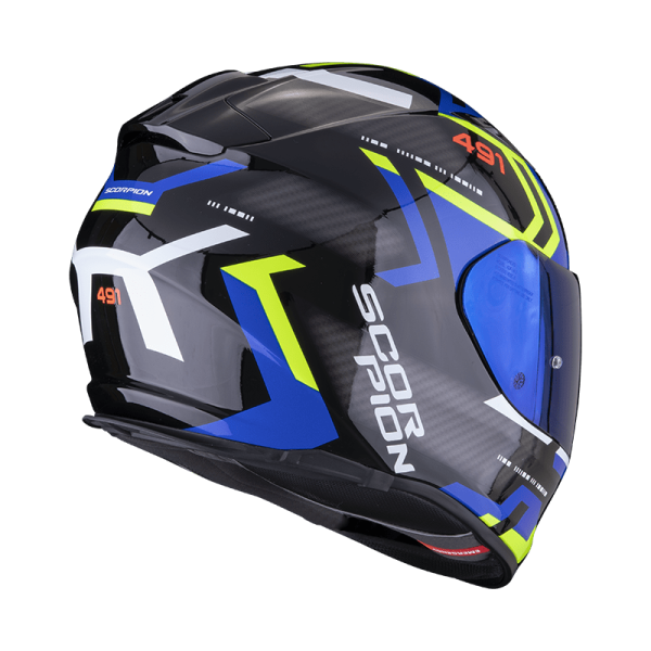 Casco Scorpion Exo-491 Spin Negro Azul Amarillo - Imagen 3