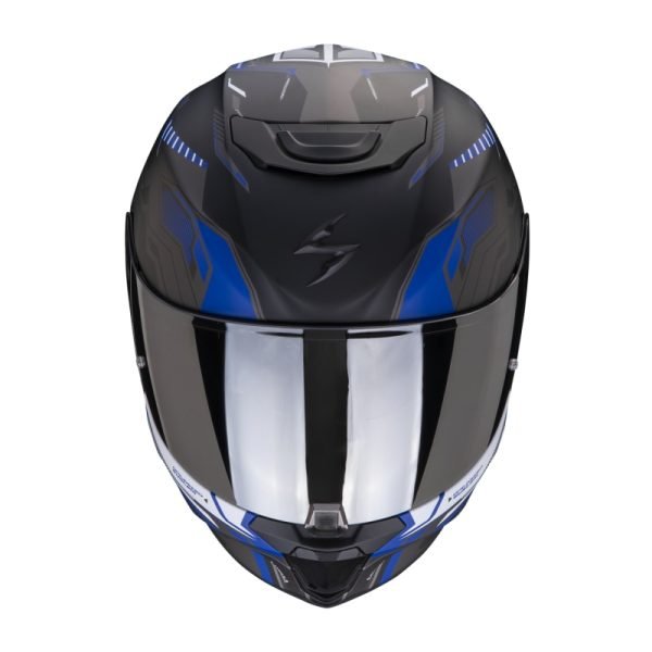 Casco Scorpion Exo-391 Haut Negro Mate Gris Azul - Imagen 2