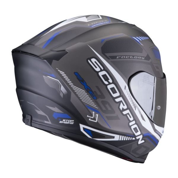 Casco Scorpion Exo-391 Haut Negro Mate Gris Azul - Imagen 3