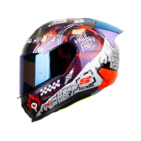 Casco moto Shaft SH-560 evo Motion V2 Camaleon rojo integral
