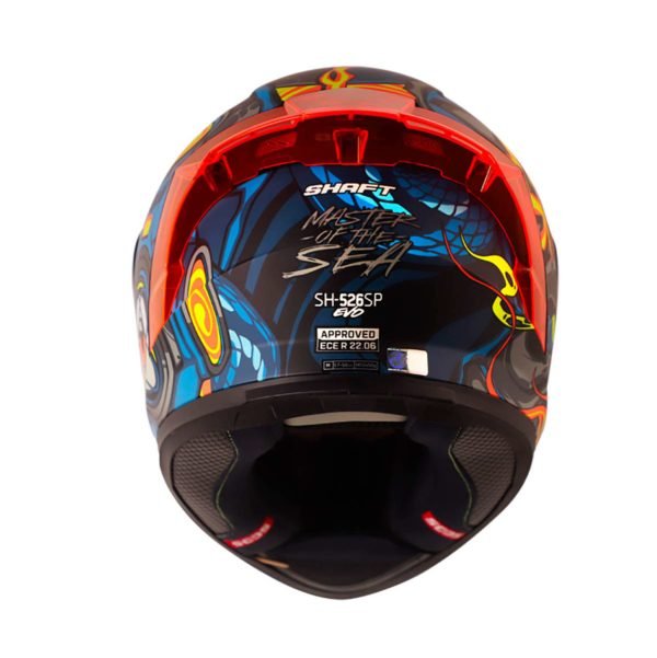 Casco de moto Shaft 526SP Evo Master of the Sea azul gris integral - Imagen 3