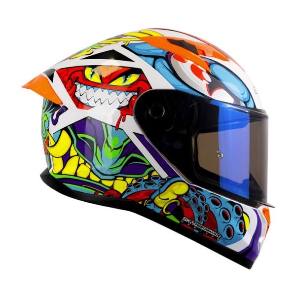 Casco de moto Shaft 522SP Comic Monster blanco brillo naranja integral - Imagen 3