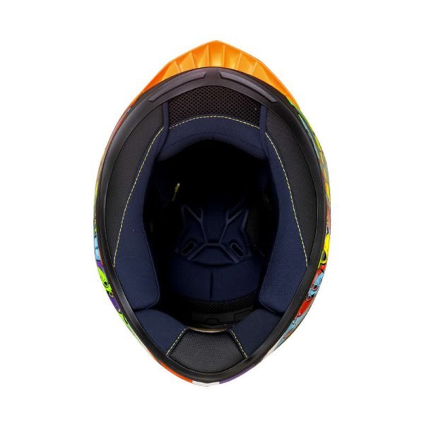 Casco de moto Shaft 522SP Comic Monster blanco brillo naranja integral - Imagen 6