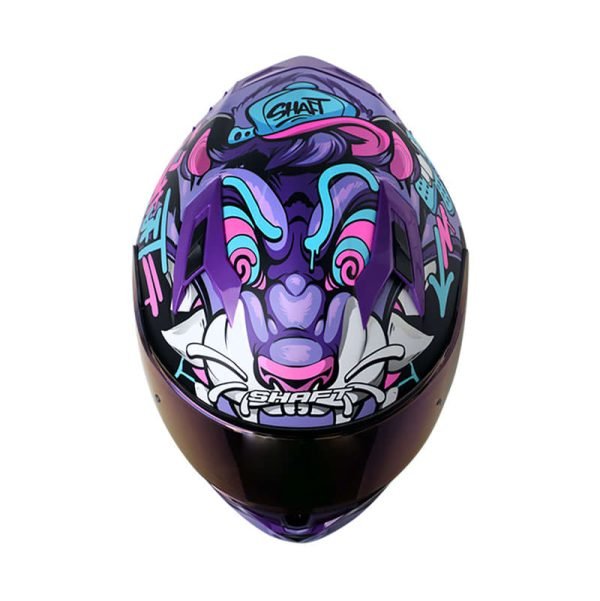 Casco de moto Shaft 522SP Tiguerazo morado mate integral - Imagen 2