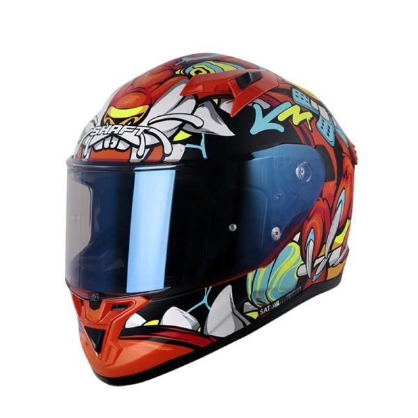 Casco de moto Shaft 522SP Tiguerazo naranja mate integral - Imagen 2