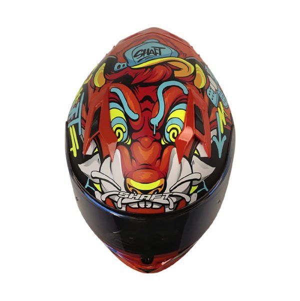 Casco de moto Shaft 522SP Tiguerazo naranja mate integral - Imagen 5