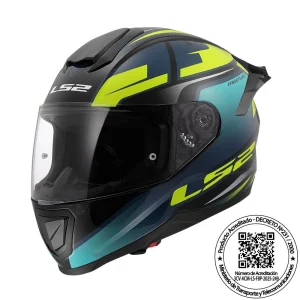 Casco LS2 FF802 Flash II Impact Azul Amarillo Matte