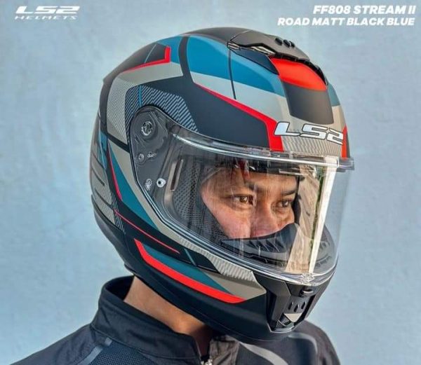 Casco LS2 FF808 Stream II Road Negro Azul Matte - Imagen 2