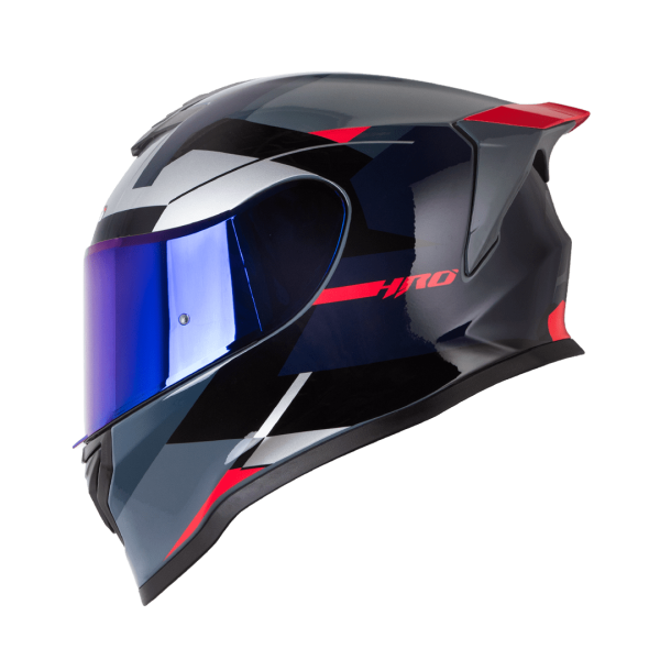 Casco Moto HRO 506 Proverx gris oscuro rojo integral