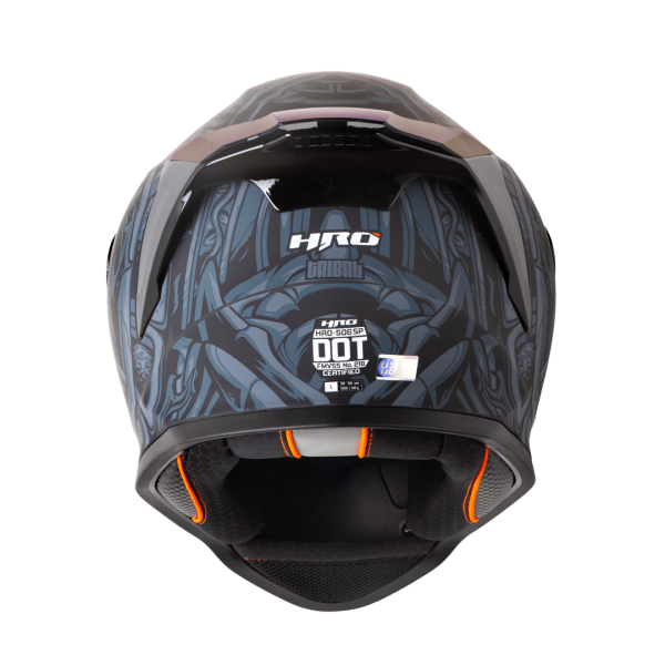 Casco Moto HRO 506 Tribal negro gris integral - Imagen 3