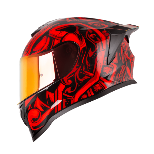 Casco Moto HRO 506 Tribal negro rojo integral