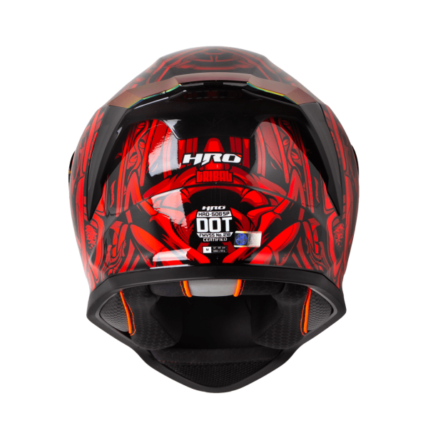 Casco Moto HRO 506 Tribal negro rojo integral - Imagen 3