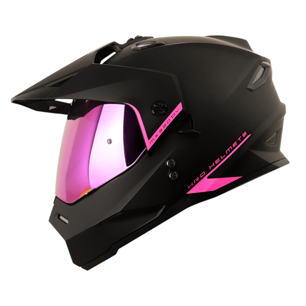 Casco Moto HRO MX-330DV Solid Negro Fucsia