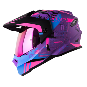 Casco Moto HRO MX-330DV Space Race Morado Fucsia