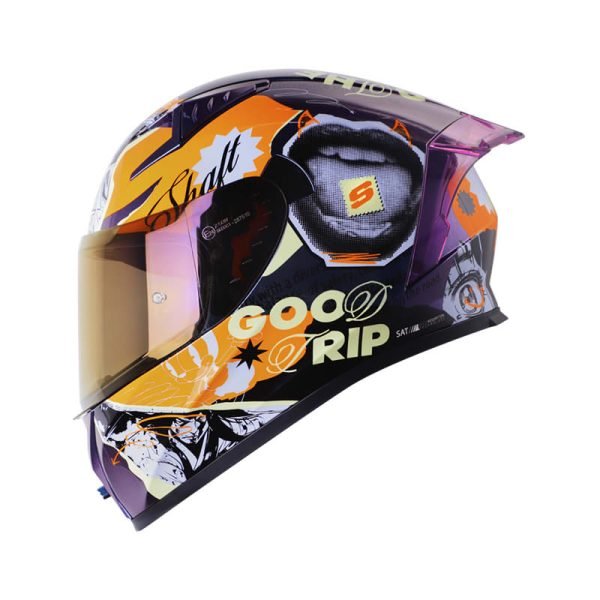 Casco de moto Shaft 526SP Llage Camaleon naranja