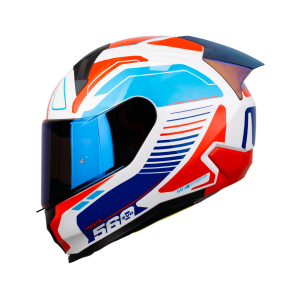 Casco Shaft SH-560 Evo Chaos Blanco Rojo Azul + Mica de regalo