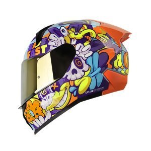 Casco Shaft SH-560 Evo Melo Azul Naranja + Mica de regalo