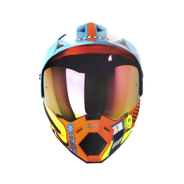 Casco Moto HRO MX-330DV Bye Bye Naranjo Azul - Imagen 2