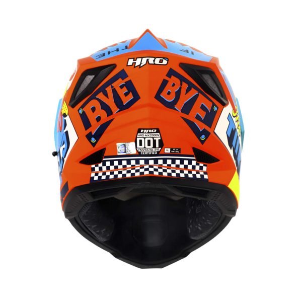 Casco Moto HRO MX-330DV Bye Bye Naranjo Azul - Imagen 4