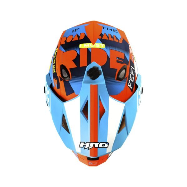 Casco Moto HRO MX-330DV Bye Bye Naranjo Azul - Imagen 5