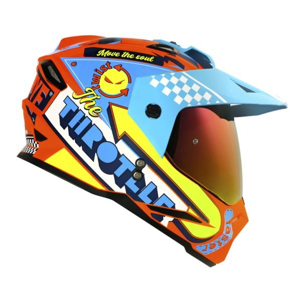 Casco Moto HRO MX-330DV Bye Bye Naranjo Azul - Imagen 3