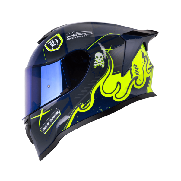 Casco Moto HRO 506 Mask Azul Amarillo