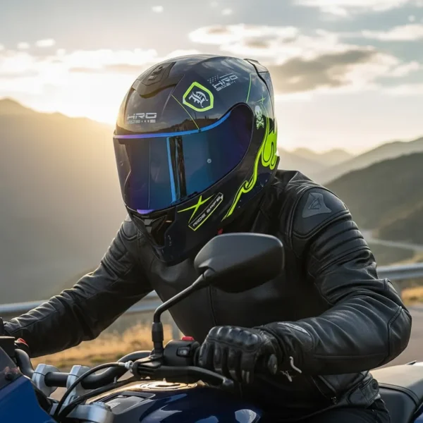 Casco Moto HRO 506 Mask Azul Amarillo - Imagen 5