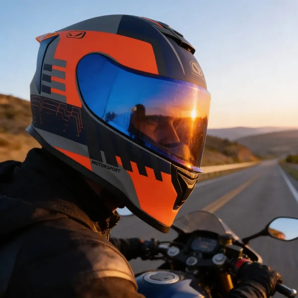Casco moto HRO 506 Crudo Gris Naranja - Imagen 5