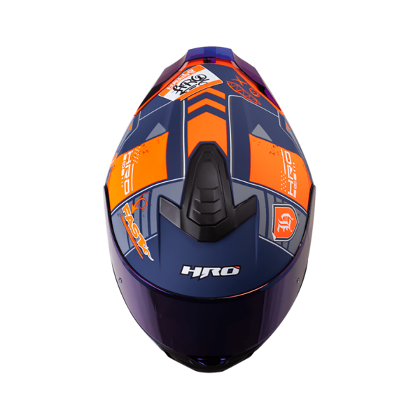 Casco Moto HRO 506 Citak Azul Naranja - Imagen 3