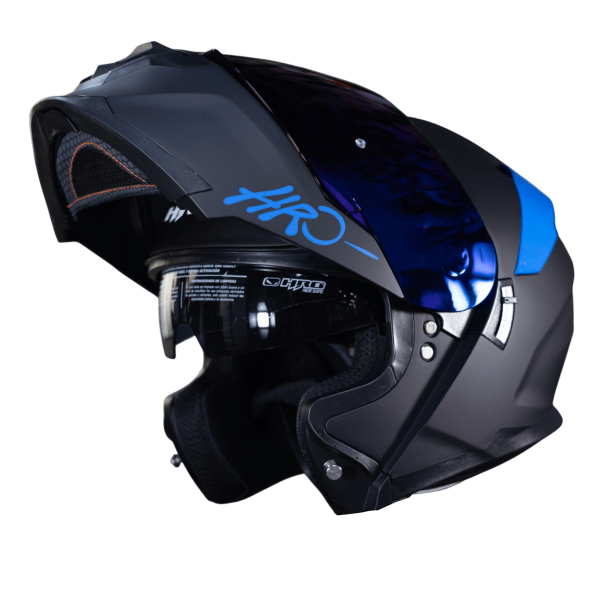 Casco Abatible Moto HRO 3440Dv Solid Negro Azul - Imagen 2