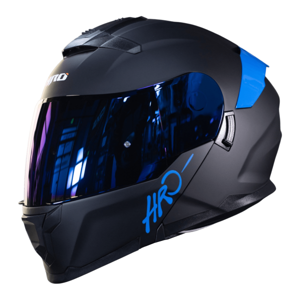 Casco Abatible Moto HRO 3440Dv Solid Negro Azul - Imagen 3