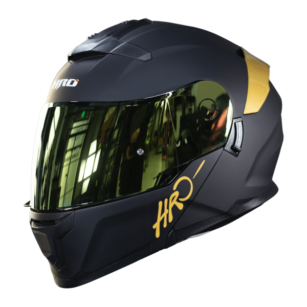 Casco Abatible Moto HRO 3440Dv Solid Negro Dorado - Imagen 3