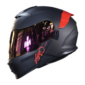 Casco Abatible Moto HRO 3440Dv Solid Negro Rojo