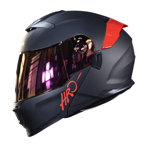 Casco Abatible Moto HRO 3440Dv Solid Negro Rojo