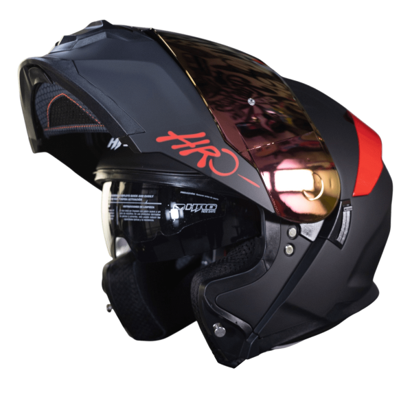 Casco Abatible Moto HRO 3440Dv Solid Negro Rojo - Imagen 2