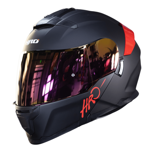 Casco Abatible Moto HRO 3440Dv Solid Negro Rojo - Imagen 3