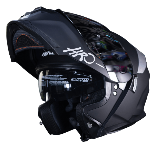 Casco Abatible Moto HRO 3440Dv Solid Negro Silver - Imagen 2