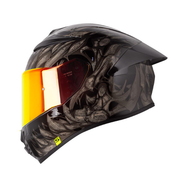 Casco moto Shaft 584sp Skull Clad negro gris integral