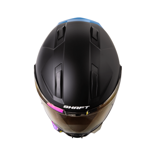 Casco moto Shaft 595 Solid negro azul integral - Imagen 2