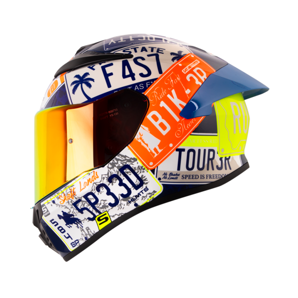 Casco moto Shaft 584sp State Azul Naranja