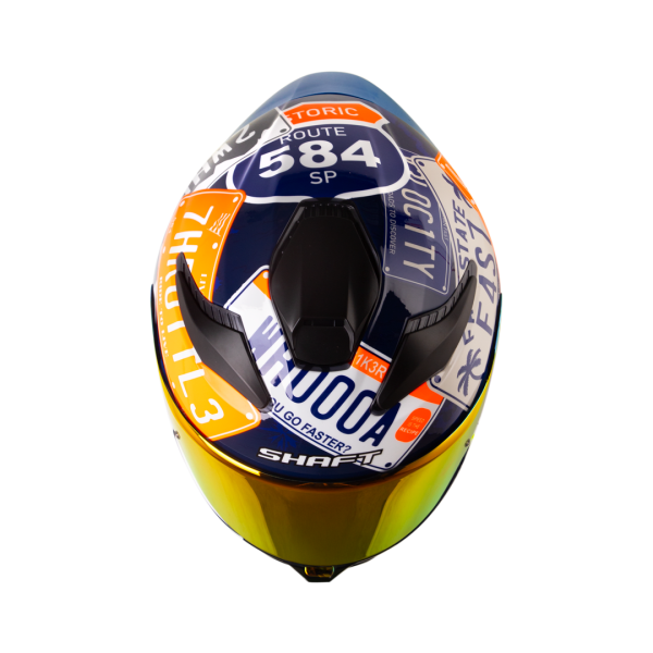 Casco moto Shaft 584sp State Azul Naranja - Imagen 2