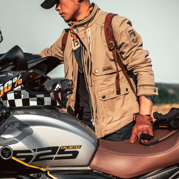 Chaqueta moto Duhan D-2272 Beige Larga Classic - Imagen 4