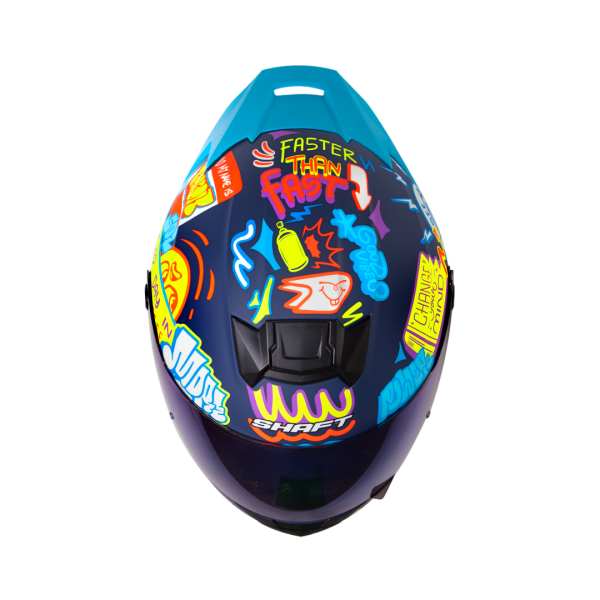 Casco moto Shaft 502sp Beat azul amarillo + Mica de color - Imagen 3