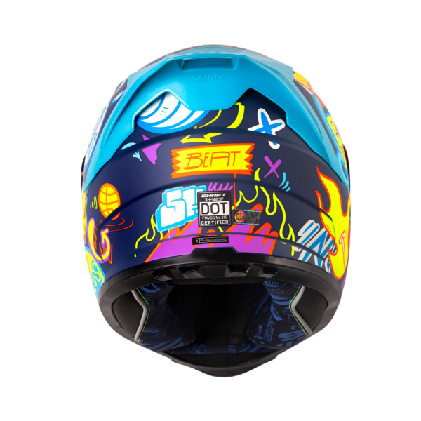 Casco moto Shaft 502sp Beat azul amarillo + Mica de color - Imagen 4